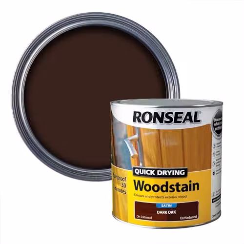 Ronseal Quick Drying Woodstain Dark Oak Satin Brown 2.5 l