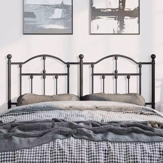 Berkfield Home Classic Metal Headboard in Matt Black – 1