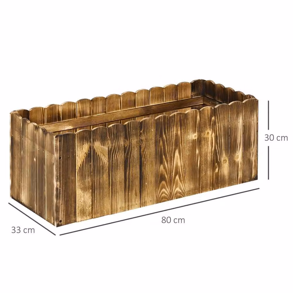 Kelvenix Brown Wooden Rectangular Raised Garden Flower Bed, 70L, W/D/H: 33 x 30 x 33 cm – 2