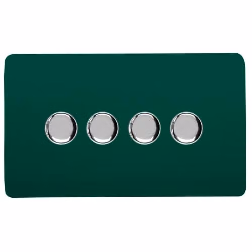 Trendi Switch 4 Gang 1 or 2 Way 150w Rotary LED Dimmer Light Switch in Green