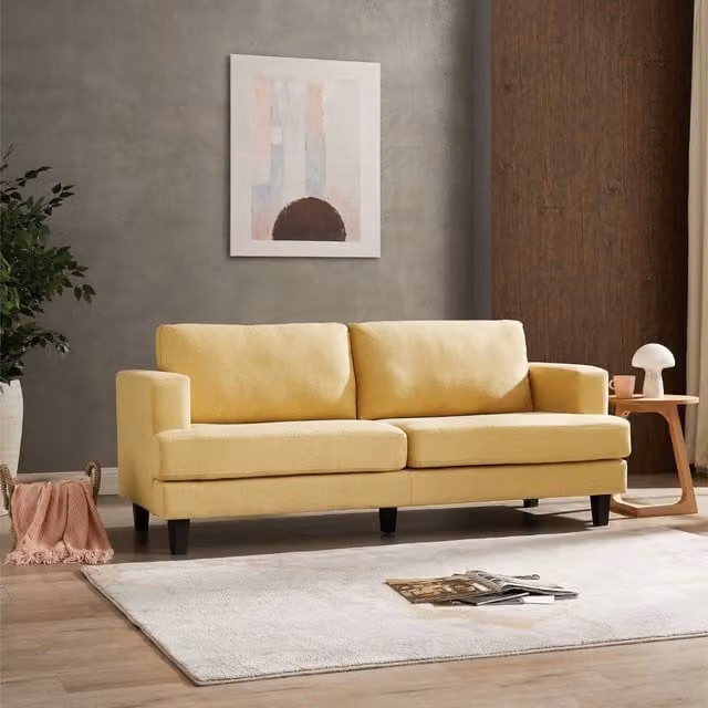 Ember 3-Seater Sofa in Mustard Yellow Linen Fabric