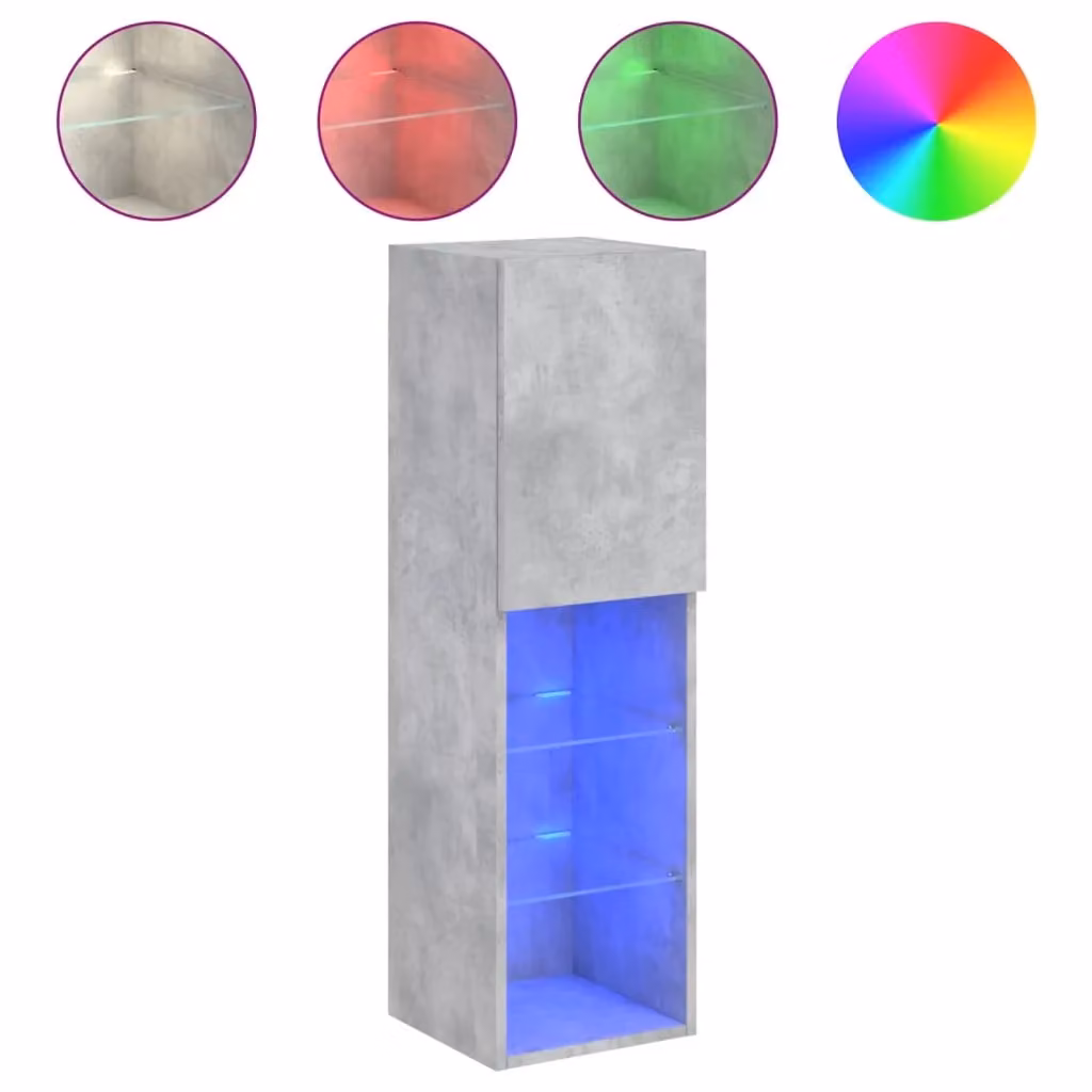 Berkfield Home Modern TV Cabinet with LED Lights in Concrete Grey, W/D/H: 30.5 x 30.0 x 102.0 cm – 2