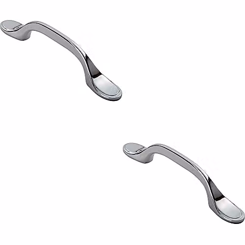 Loops 2 Pack Shaker Style Bow Cabinet Pull Handles in Polished Chrome, 128mm Length with 76mm Fixing Centres