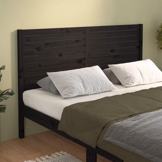 Berkfield Home Rustic Solid Wood Pine Bed Headboard, Black, W: 126 cm, D: 4 cm, H: 100 cm