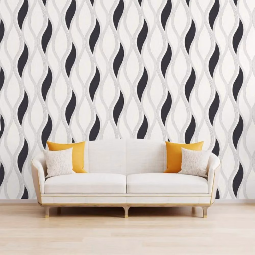 Direct Wallpapers Wave Textured Black Abstract Geometric Vinyl and Paper Wallpaper – 2