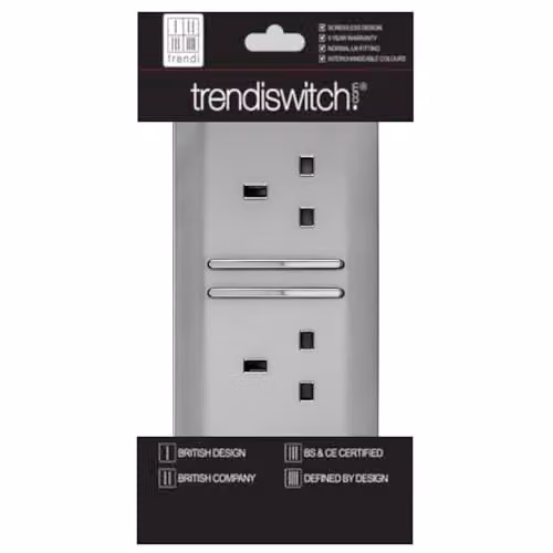 Trendi Switch Flush Socket, Silver – 3