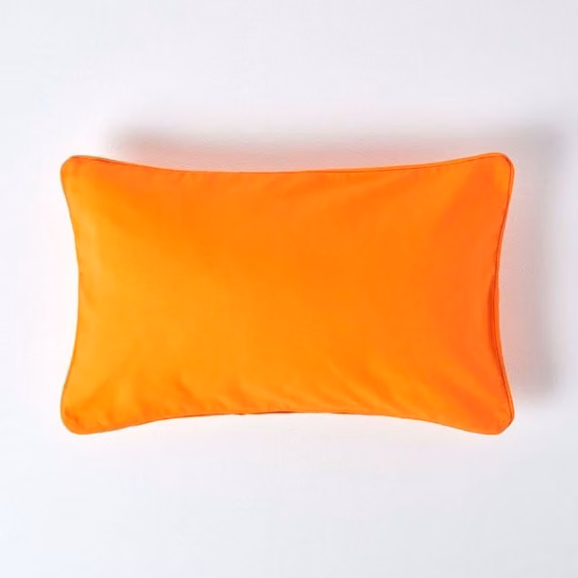Homescapes Plain Cotton Cushion Cover, Orange, 50 x 50 cm