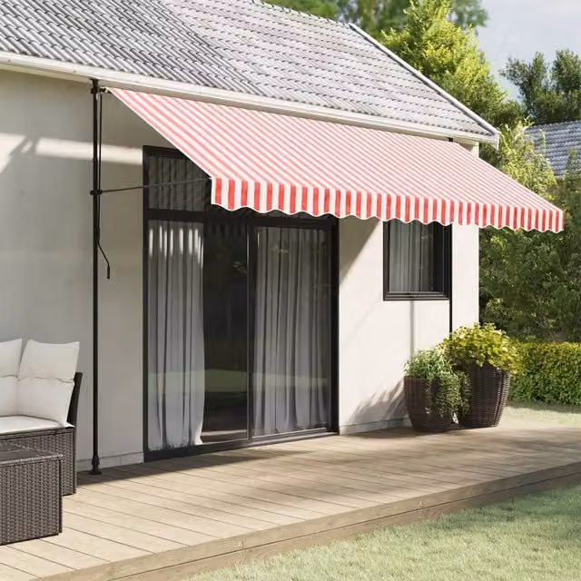 Berkfield Home Replacement Awning Valance Fabric in Red and White Stripe, 4 m