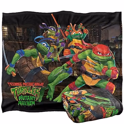 LOGOVISION Teenage Mutant Ninja Turtles Mutant Mayhem Nightly Rooftop Escapade Super Soft Fleece Throw Blanket, White, W/D/H: 152 x 127 cm – 1