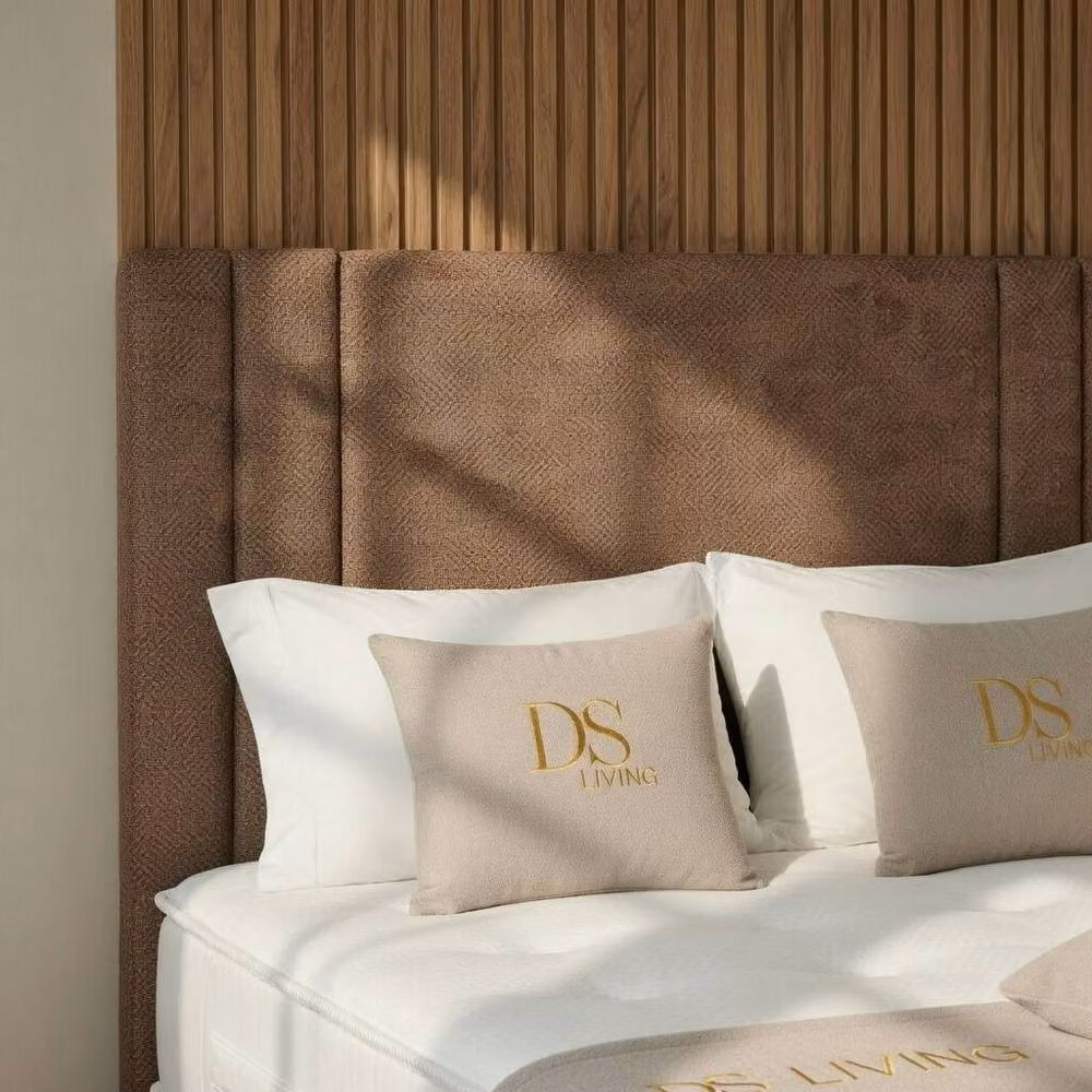 DS Living Velora Modern Upholstered Fabric Divan Bed Frame in Brown, W/D/H: 140 x 200 cm – 3