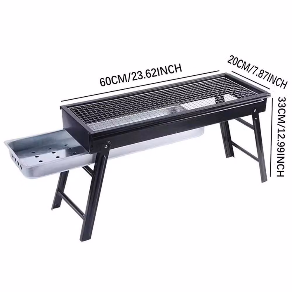NESTLUNE Portable Folding Charcoal BBQ Tabletop Camping Grill in Black, W: 100 cm, D: 60 cm, H: 33 cm – 2