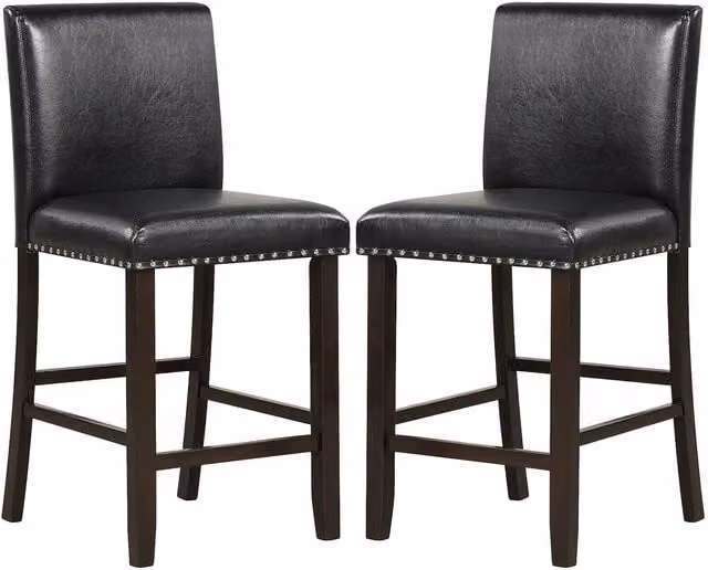 Costway Set of 2 Modern Upholstered Dining Chairs in Black Synthetic Leather with Wood Frame