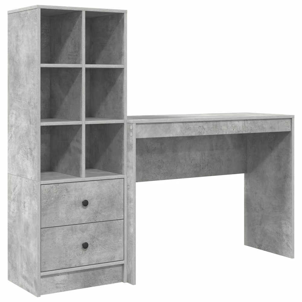 Berkfield Modern Writing Desk with Storage in Concrete Grey – 2