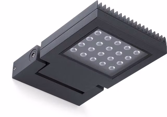 Faro Modern Square LED Outdoor Wall Spotlight in Grey with Adjustable Glass, 18.0 cm