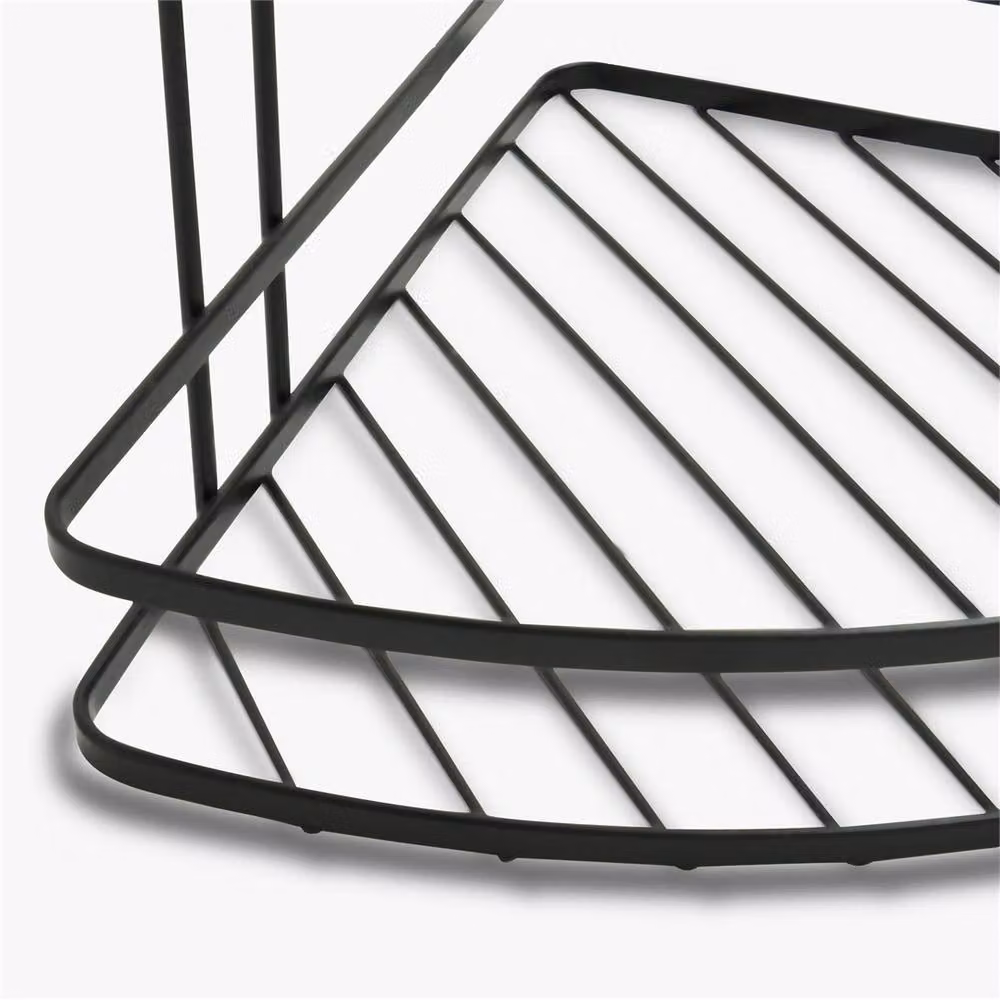 Kelvenix Black 2 Tier Wall Mounted Metal Corner Storage Shelf for Bathroom and Kitchen – 3
