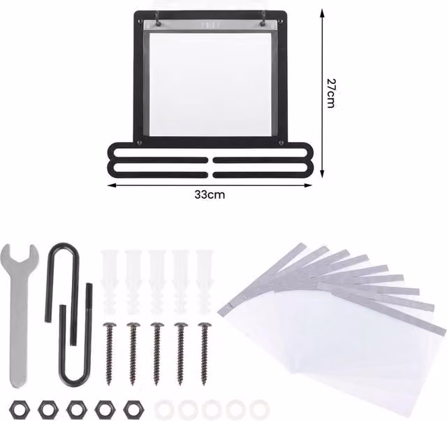 PAWNORA Wall-Mounted Medal Bib Display Rack in Black, W/D/H: 33 x 10 x 33 cm