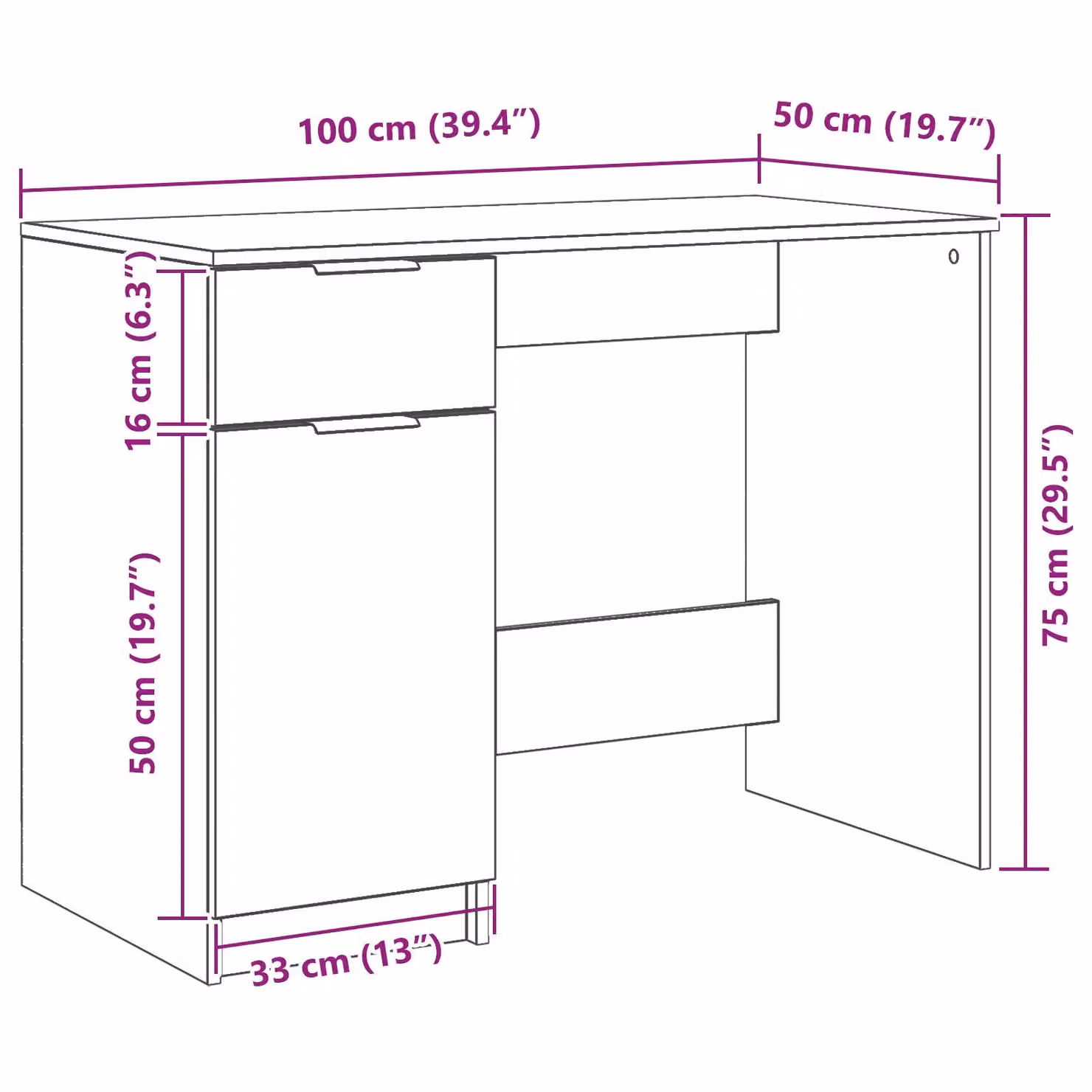 Berkfield Home Black Oak Computer Desk, W/D/H: 100 x 50 x 75 cm – 4