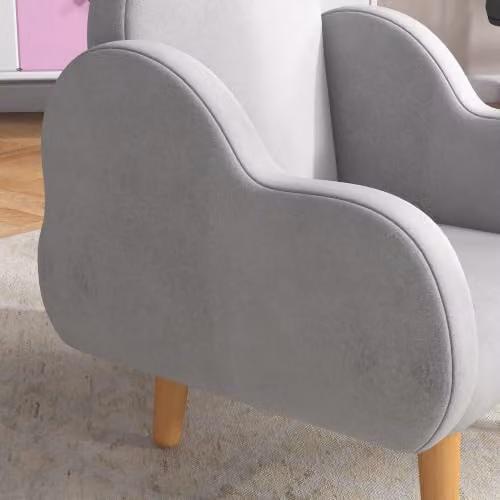 ZONEKIZ Grey Velvet Kids Armchair for Children – 3