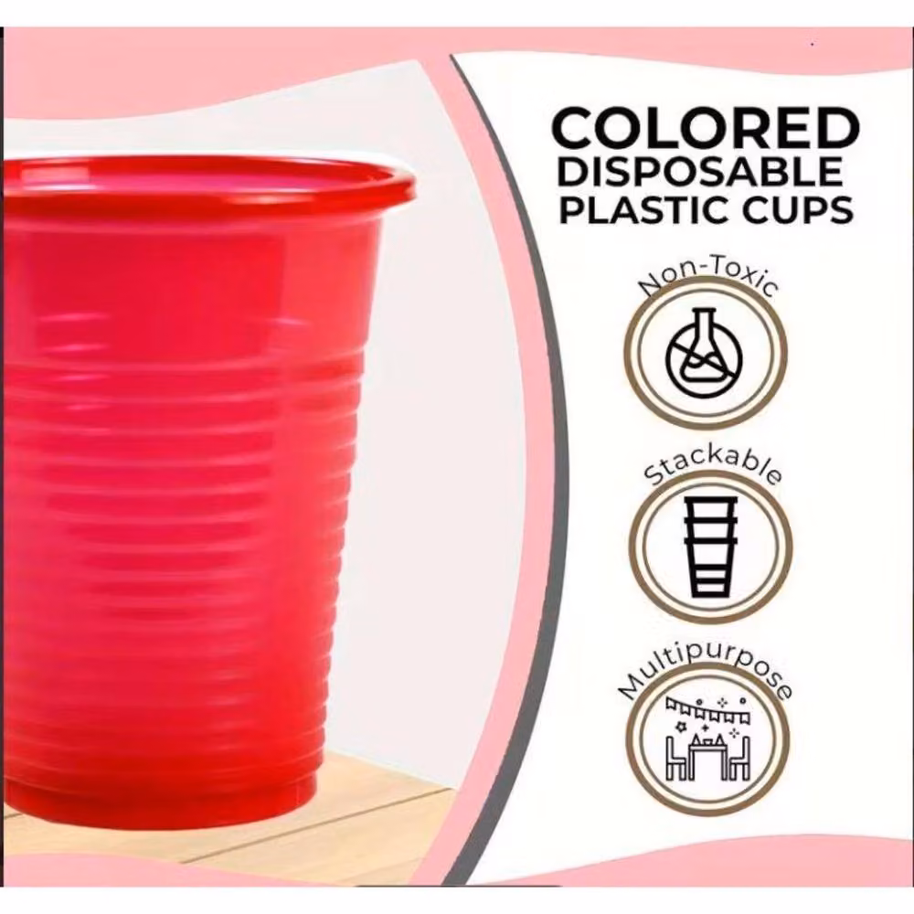 ECONX Red Disposable Plastic Water Cups, 7oz, 50 Pieces – 3