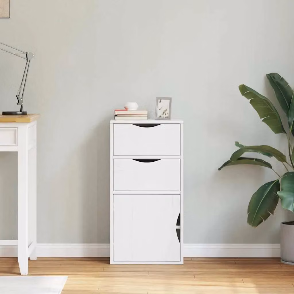 Berkfield Home ODDA Side Cabinet with Drawers in White Solid Wood Pine, W/D/H: 40 x 24 x 79 cm – 2