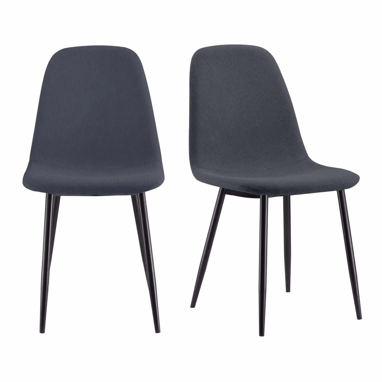 VonHaus Cavell Set of 2 Blue Cord Design Dining Chairs with Black Metal Legs – 2