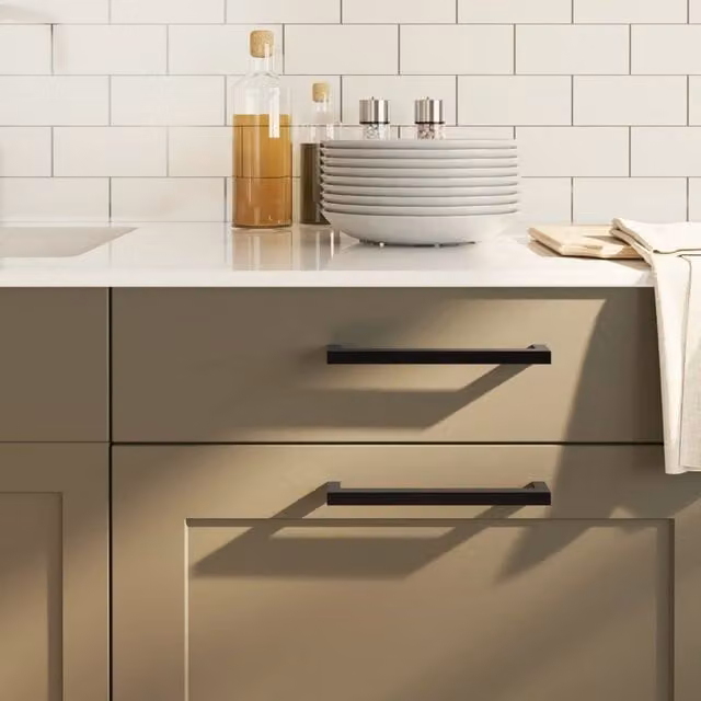 Berkfield Home Matt Black Stainless Steel Bar Cabinet Handles, 10 Pack, Length: 192 mm – 1
