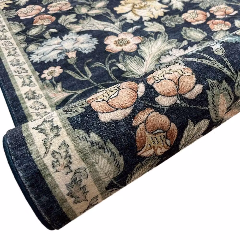 THE RUGS Classical Collection Midnight Florals Soft Pile Black Rug, W: 160 cm, L: 230 cm – 4