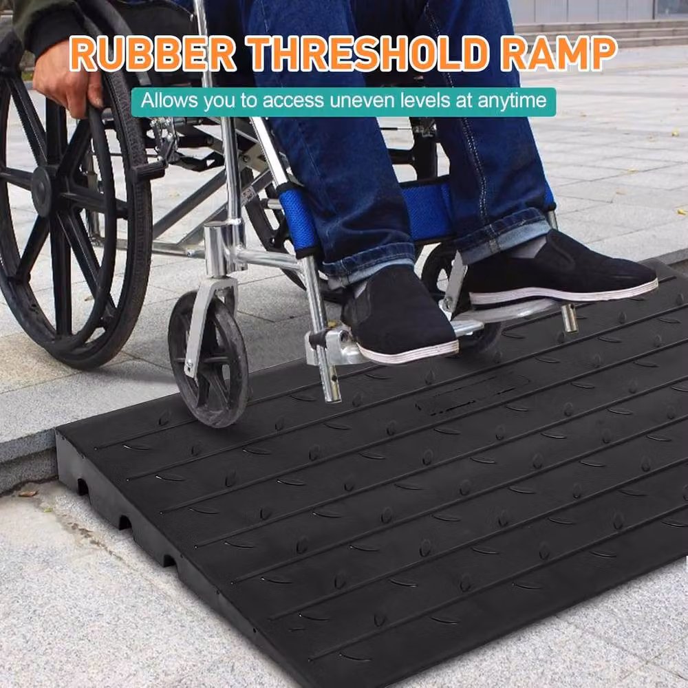London Boutique Heavy Duty Rubber Threshold Curb Ramp in Black – 7