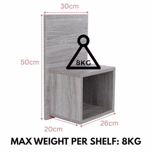 Core Products Kelly Pair of Wall-Mounted Compact Bedside Tables in Grey Oak – 3