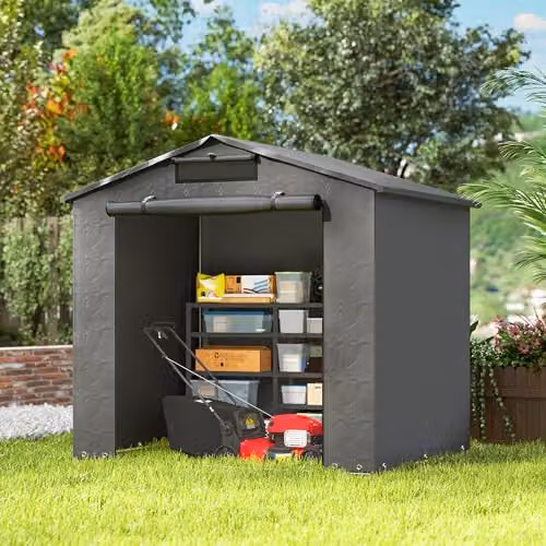Outsunny Grey Gable Garden Storage Shed with Galvanised Steel Construction, W/D/H: 186 x 120 x 190 cm – 4