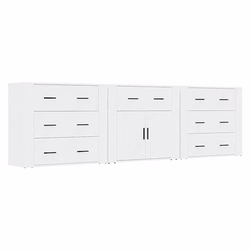 vidaXL Set of 3 White Engineered Wood Sideboards