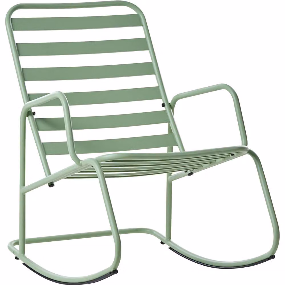 Wyld and Coco Green Aluminium Slatted 2-Seat Outdoor Rocking Armchair – 2