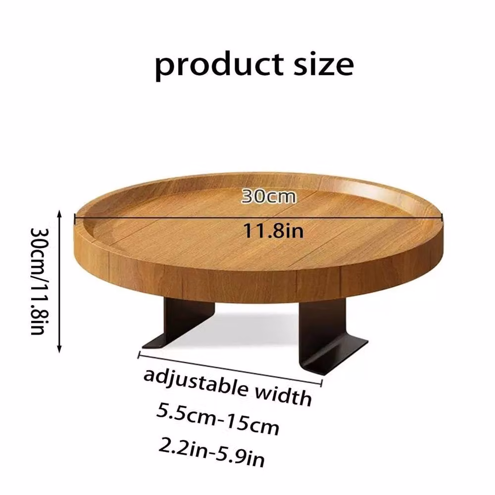 VOGREX Adjustable Brown Round Coffee Table and Sofa Arm Side Table – 2