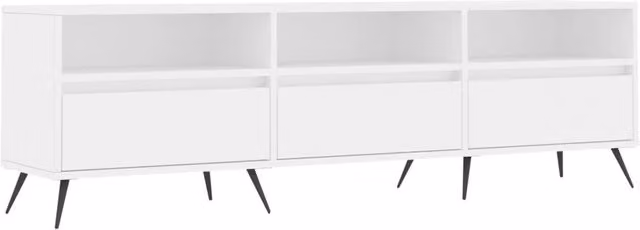 Berkfield Home Modern White TV Cabinet in Matt MDF and Metal, W: 150 cm, D: 44.5 cm, H: 44.5 cm – 1