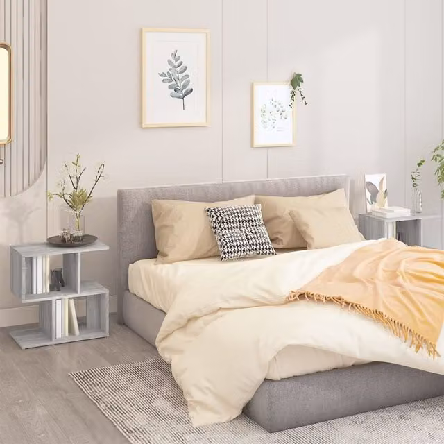 Berkfield Home Set of 2 Modern Grey Bedside Cabinets, W/D/H: 50 x 30 x 51.5 cm – 1