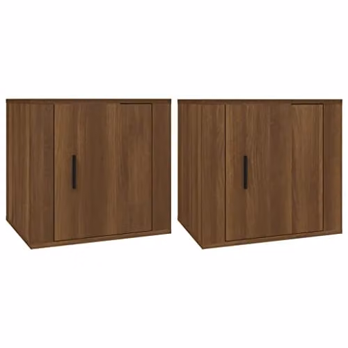 vidaXL Set of 2 Modern Bedside Cabinets in Brown Oak, W/D/H: 50 x 39 x 47 cm – 1