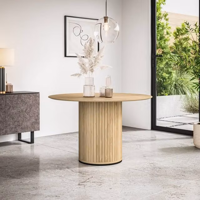 More4Homes Arlo Round Dining Table in Oak with Light Oak Finish, Diameter: 120 cm, Height: 75 cm – 1