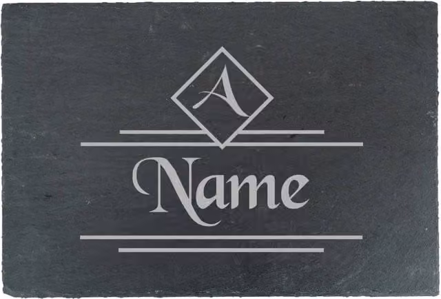 Uniqueful Personalised Name and Initial Design Rectangular Slate Cheeseboard in Black