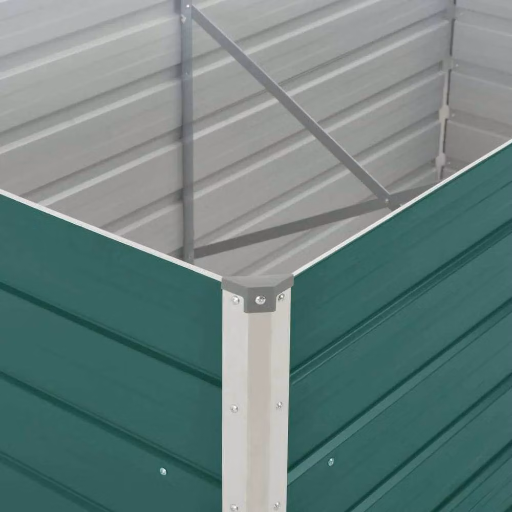 Berkfield Home Raised Garden Bed in Green Galvanised Steel, W/D/H: 160 x 80 x 45 cm – 4