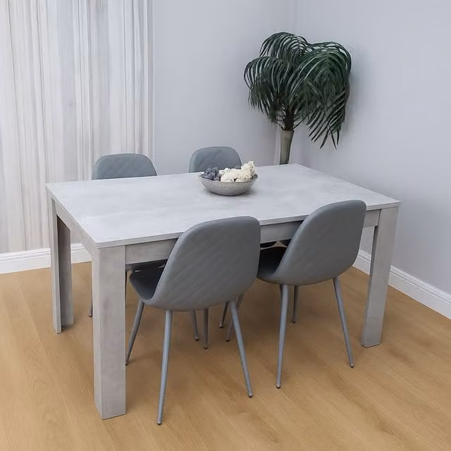 KOSY KOALA Modern Rectangular Dining Table Set with 4 Grey Chairs in Brown and Grey