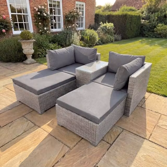 Artemis Home Bastia 5 Piece L-Shape Outdoor Seating and Table Set in Grey – 1