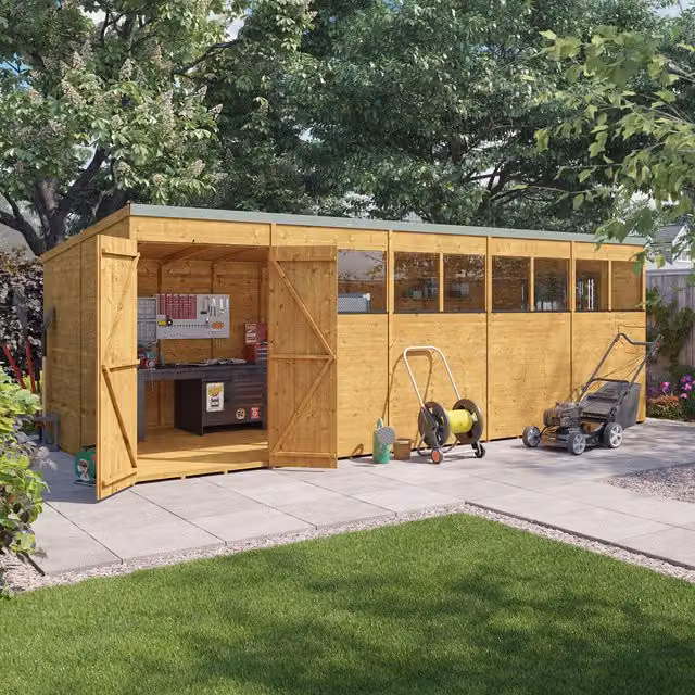 BillyOh Modern Brown Wooden Pent Workshop with Window