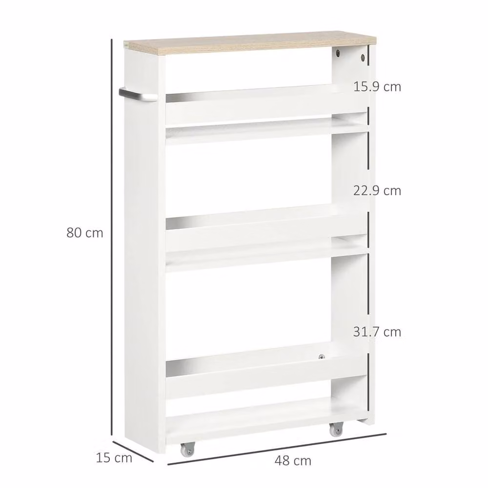 FORGEVIO Compact Storage Trolley on Wheels in White MDF – 2