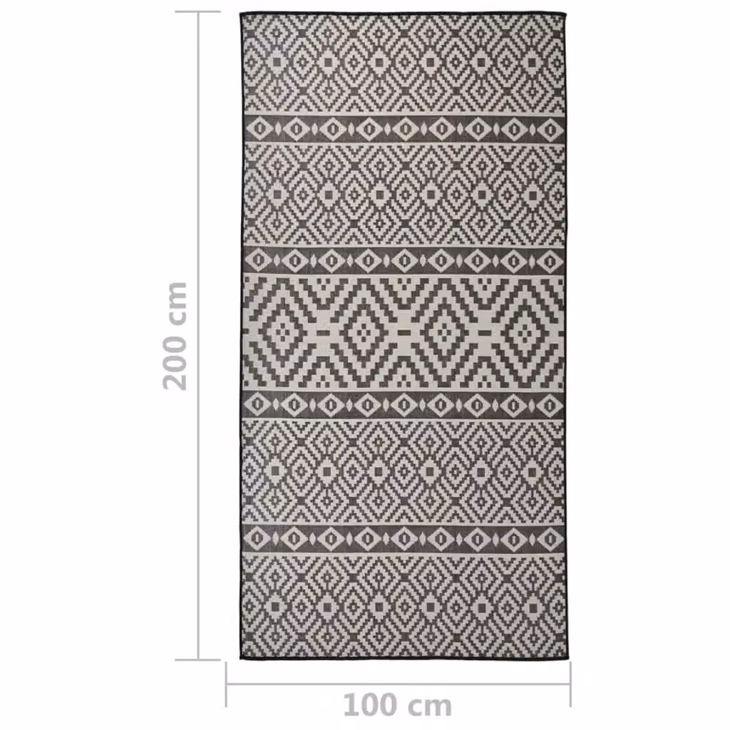 Berkfield Home Outdoor Flatweave Striped Rug in Black, W/D: 100 x 200 cm – 6