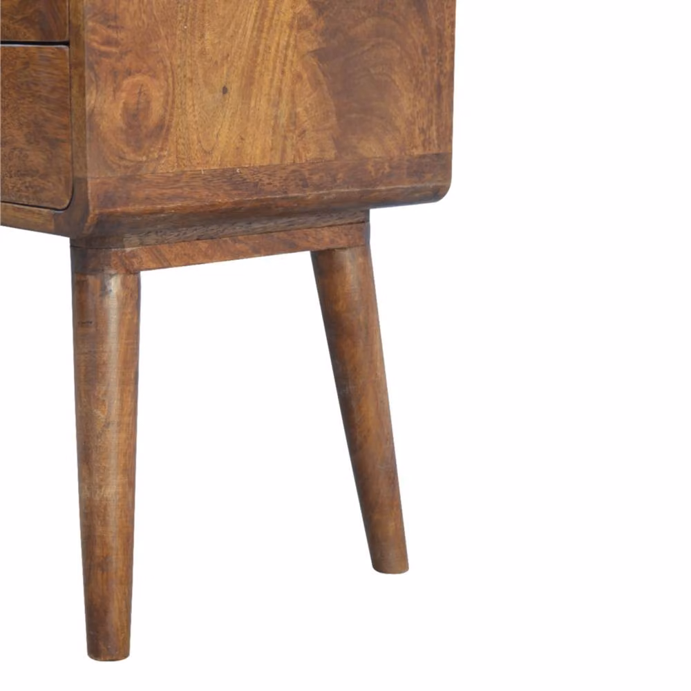 Direct Wicker Chestnut Curved Bedside Table with 2 Drawers in Dark Brown, W/D/H: 45.0 x 35.0 x 55.0 cm – 4