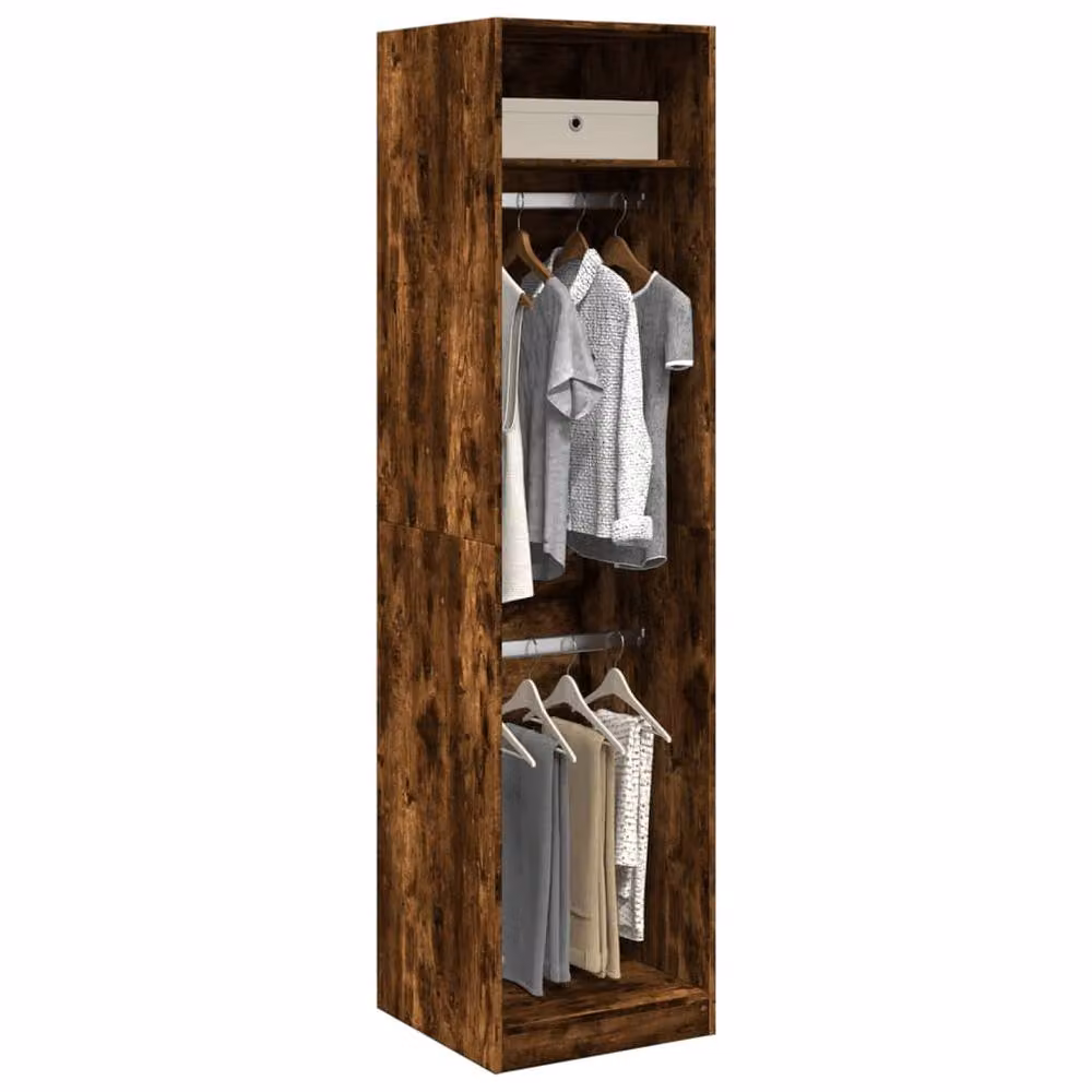 Berkfield Home Smoked Oak Wardrobe in Brown, W/D/H: 50 x 50 x 200 cm – 2