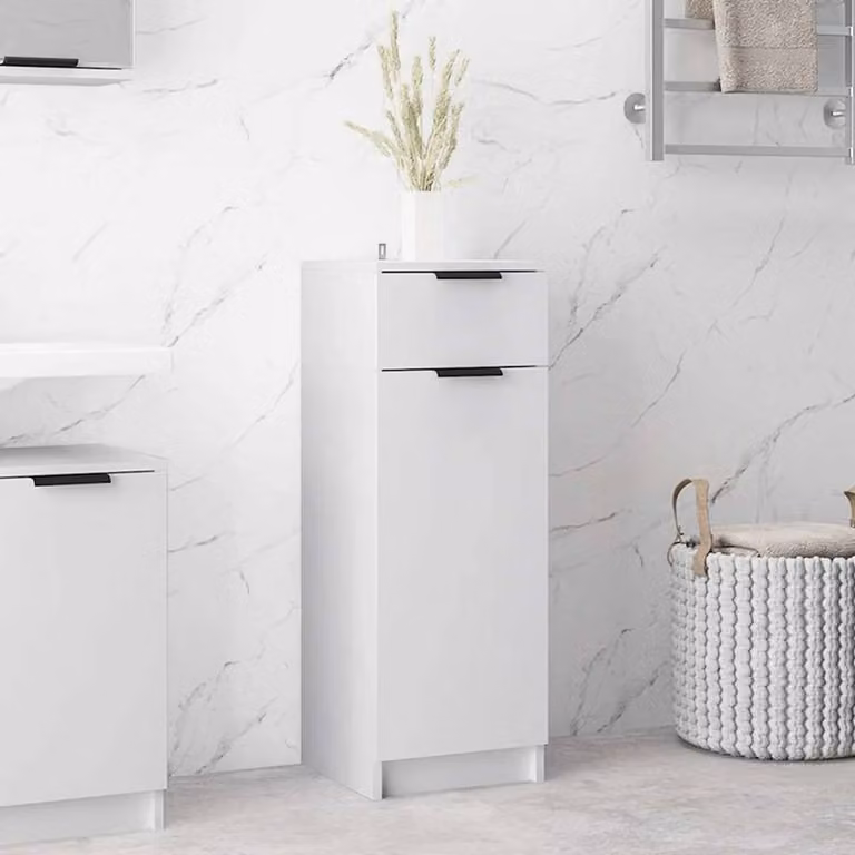 Berkfield Home Classic Freestanding Bathroom Cabinet in White, W/D/H: 32 x 34 x 90 cm