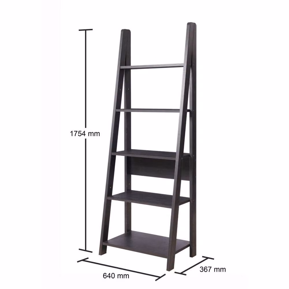 Timber Art Design Riva Retro 5 Tier Ladder Bookcase Display Shelf Unit in Black – 2