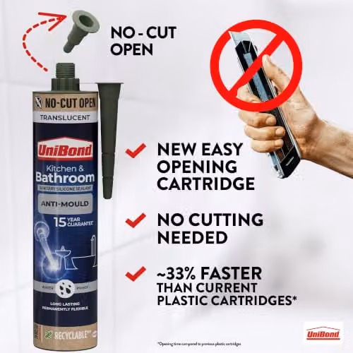 Unibond Waterproof Anti Mould Silicone Sealant, 280 ml, White or Transparent – 3