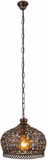 Loops Antique Copper and Multicolour Glass Hanging Ceiling Pendant Light with E27 Socket – 1